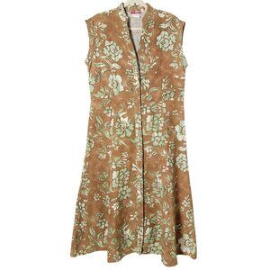 Vintage Enough About Me Linen Blend Cottagecore Floral Sleeveless Maxi Dress 12